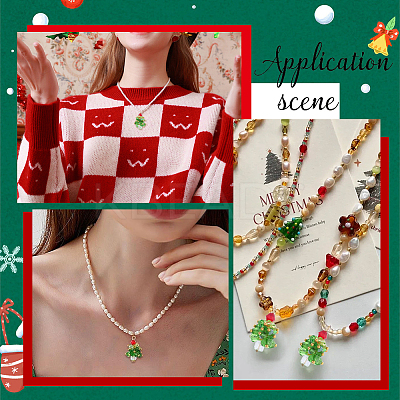 20Pcs Christmas Tree Glass Pendants FIND-SC0011-08-1