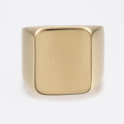 304 Stainless Steel Signet Band Rings for Men RJEW-G091-16-19mm-G-1