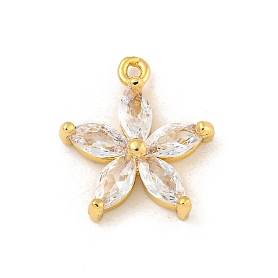 Rack Plating Brass Clear Cubic Zirconia Pendants KK-P277-21G-1