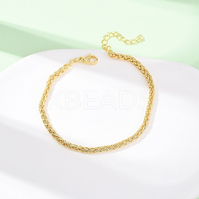 Brass Wheat Chain Bracelets Women BJEW-C140-03G-1