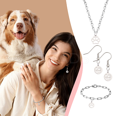 24Pcs 6 Styles Dog Paw Print Shape Stainless Steel Pendants FIND-GA0007-25-1