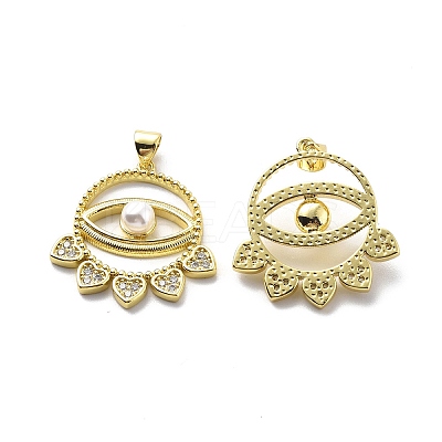 Brass Clear Cubic Zirconia Pendants KK-G446-14G-1