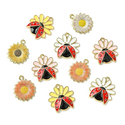 30Pcs 6 Styles Rack Plating Alloy Enamel Pendants ENAM-CJ0006-25-1
