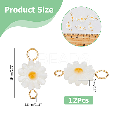 12Pcs Natural Freshwater Shell Flower Connector Charms PALLOY-HS00006-1