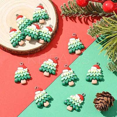 12Pcs Christmas Opaque Resin Pendants RESI-YW0004-83-1