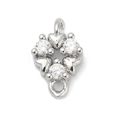 Brass Micro Pave Clear Cubic Zirconia Connector Charms KK-Z094-08P-01-1