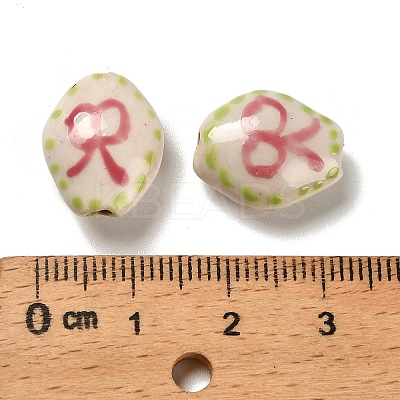 Flower Theme Printed Handmade Porcelain Beads LS-LAMP-D303-06A-02-1