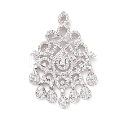 Eco-friendly Brass Micro Pave Clear Cubic Zirconia Big Pendants KK-D079-01P-1