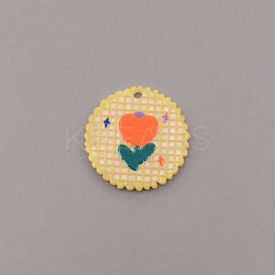 Opaque Embossed Printed Acrylic Pendants MACR-CJC0003-01-1