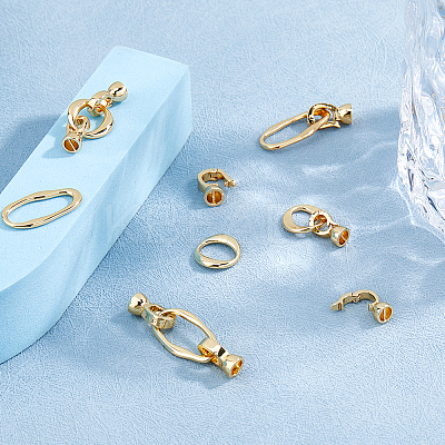 10Pcs 2 Styles Brass Fold Over Clasps KK-HS0001-31-1
