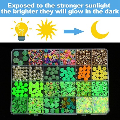 DIY Luminous Acrylic & Plastic Beads Stretch Bracelets Making Kits DIY-YW0011-66-1