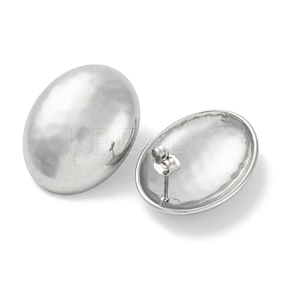 304 Stainless Steel Oval Stud Earrings EJEW-D281-16S-1