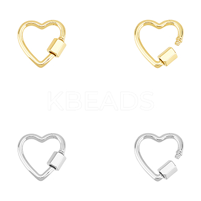 4Pcs 2 Colors Brass Screw Carabiner Lock Charms KK-UN0001-99-1