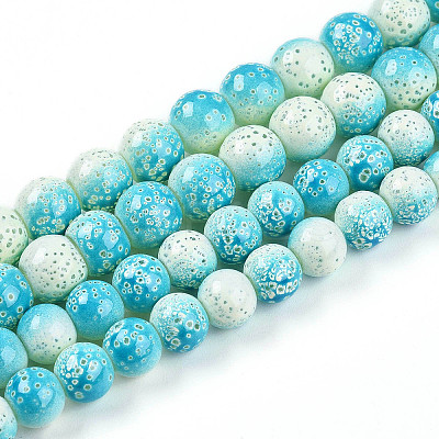 Transparent Baking Paint Glass Beads Strands DGLA-N009-10mm-05-1