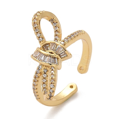 Brass Micro Pave Clear Cubic Zirconia Finger Rings RJEW-C120-27B-G-1
