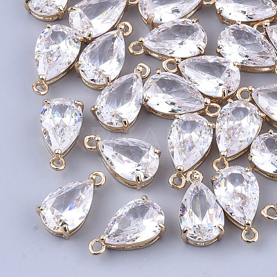 Transparent Glass Charms GLAA-T007-11G-1