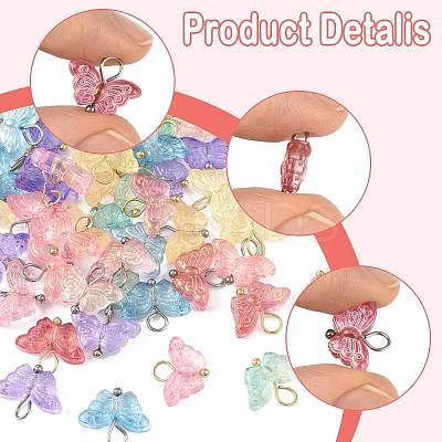 70Pcs 14 Colors Glass Pendants PALLOY-FS00052-1
