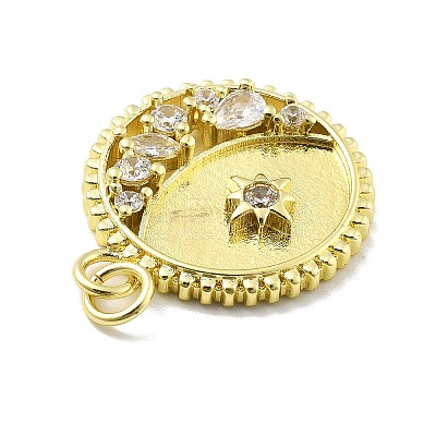 Rack Plating Brass Micro Pave Cubic Zirconia Pendants KK-D359-24G-1