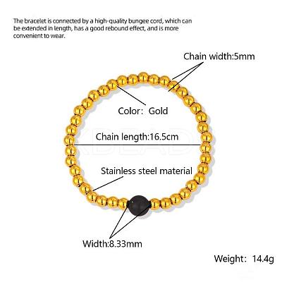 304 Stainless Steel Round Beaded Bracelets for Women JZ6753-1-1