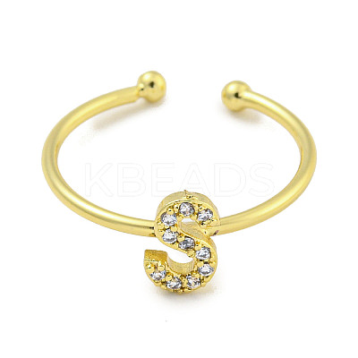 Rack Plating Brass Open Cuff Rings for Women RJEW-F162-02G-S-1