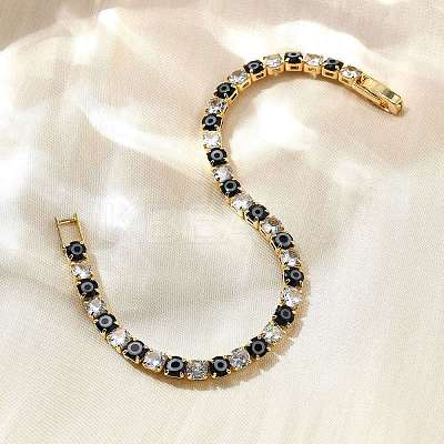 Brass Enamel Link & Charm Bracelets BJEW-Z094-02G-02B-1