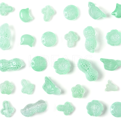120Pcs 8 Styles Spray Painted Transparent Glass Beads GLAA-FS0002-22-1