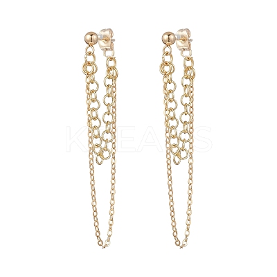 Brass & 304 Stainless Tassel Steel Stud Earrings EJEW-JE06879-1