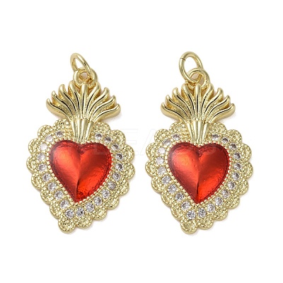 Brass Micro Pave Clear Cubic Zirconia Pendants KK-H466-05G-02-1