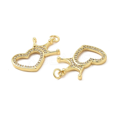 Brass Micro Pave Clear Cubic Zirconia Pendants KK-E068-VB184-1