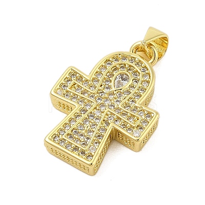 Cross Theme Rack Plating Brass Micro Pave Cubic Zirconia  Pendants KK-Z074-60G-1