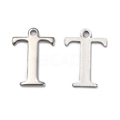 Tarnish Resistant 304 Stainless Steel Alphabet Charms STAS-H122-T-P-1