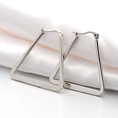 Tarnish Resistant 304 Stainless Steel Angular Hoop Earrings LS-EJEW-P066-46C-1