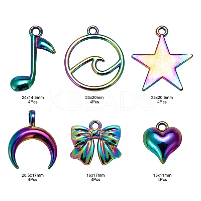 24Pcs 6 Style Alloy Pendants FIND-LS0001-24MC-1
