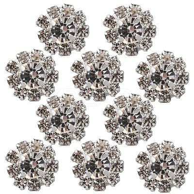 10Pcs Alloy Rhinestone Shank Button for Garment Accessories BUTT-GF0001-29-1