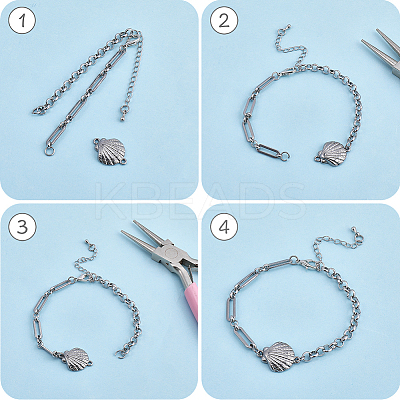 12Pcs 2 Styles 304 Stainless Steel Chain Bracelet Making AJEW-BM00003-1