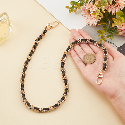 Cowhide Leather Purse Iron Chain Straps FIND-WH0156-32KCG-1