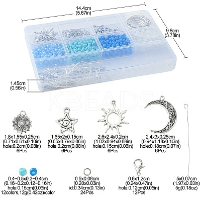 DIY Ocean Theme Glass Seed & Alloy Pendant Jewelry Kits DIY-FS0006-16-1