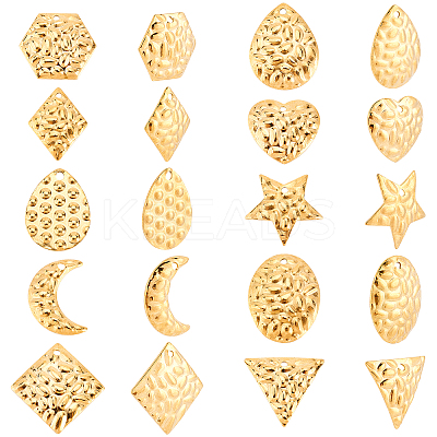 20Pcs 10 Style Textured Stainless Steel Pendants FIND-GA0002-23-1