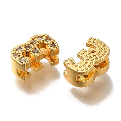 Rack Plating Number Brass Micro Pave Clear Cubic Zirconia Silde Charms KK-A231-13D-1