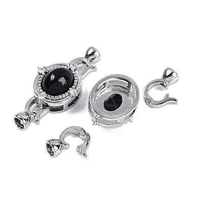 Brass Micro Pave Clear Cubic Zirconia Fold Over Clasps KK-U043-55P-1