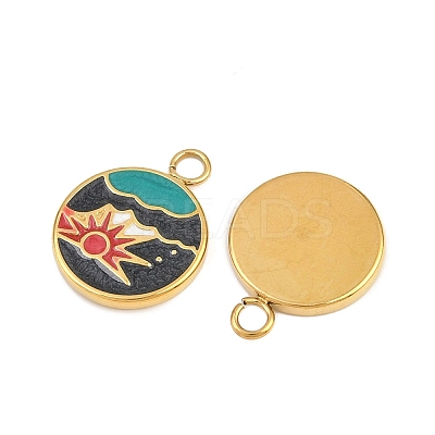 304 Stainless Steel with Enamel Pendants STAS-Z166-11G-01-1