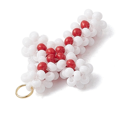 Beaded Cross Charms PALLOY-GD00002-05-1