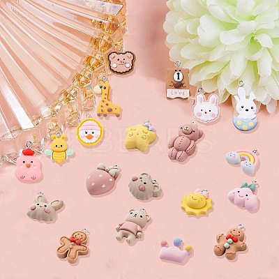 40Pcs 20 Style Opaque Resin Pendants RESI-SZ0002-70-1