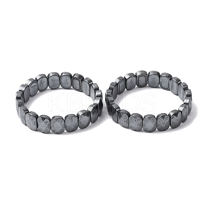 Oval Non-magnetic Synthetic Hematite Beads Stretch Bracelets for Unisex BJEW-Z149-05A-1