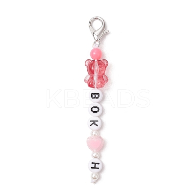 6Pcs Bear & Letter Acrylic Pendant Decorations HJEW-JM02957-1