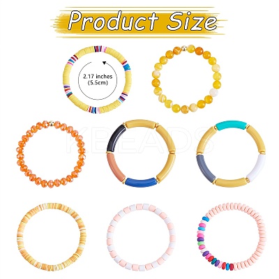 8Pcs 6 Style Synthetic Imperial Jasper & GLass Beaded Stretch Bracelets Set BJEW-SW00086-02-1