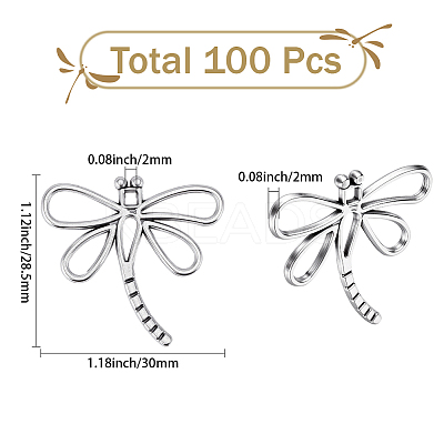 100Pcs Dragonfly Tibetan Style Alloy Pendants TIBEP-SC0003-46-1