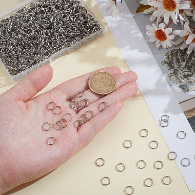 1000Pcs 304 Stainless Steel Split Rings STAS-ME0002-56-1