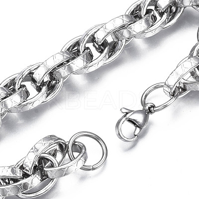 Non-Tarnish 201 Stainless Steel Rope Chain Bracelet for Men Women BJEW-S057-68-1