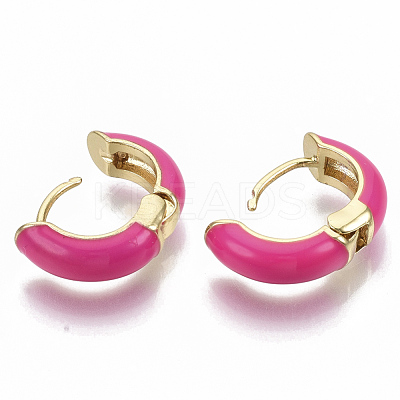 Brass Huggie Hoop Earrings EJEW-S209-01-1